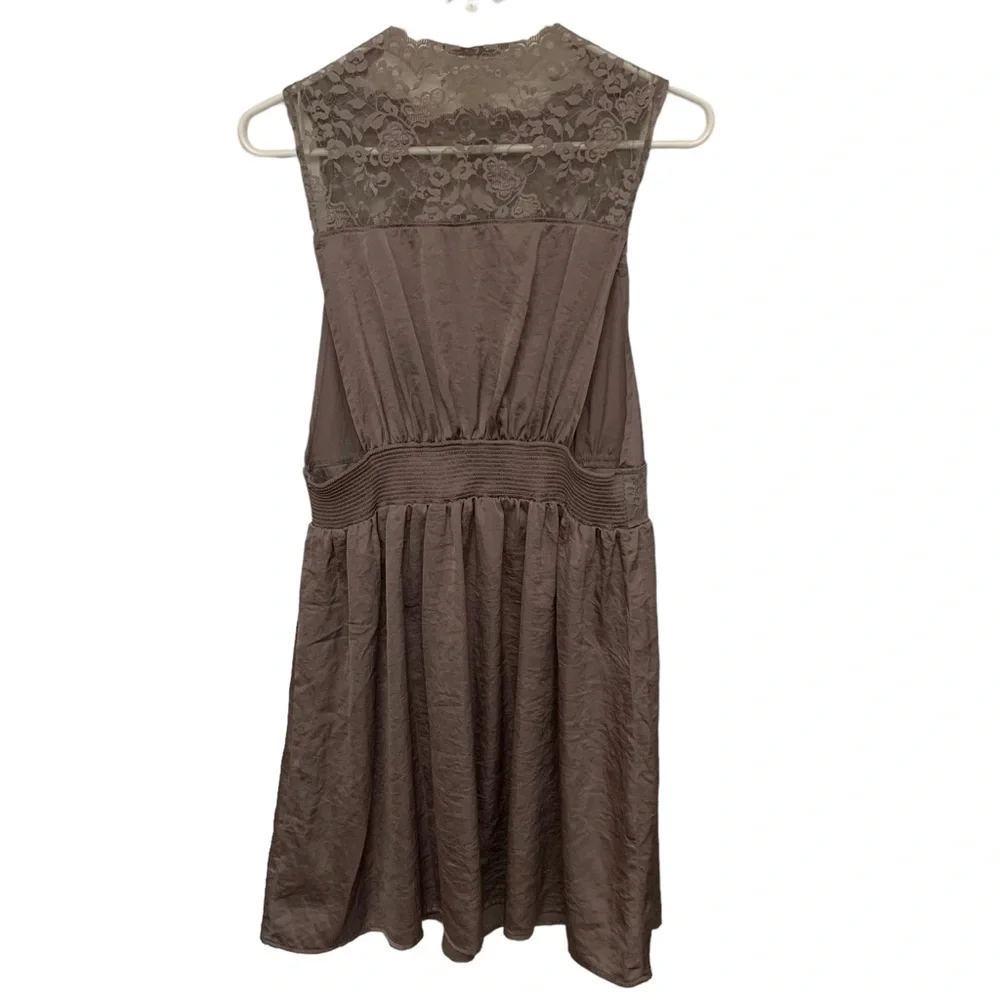 Free People Gray Lace Open Side Mini Dress Boho Sleeveless Festival